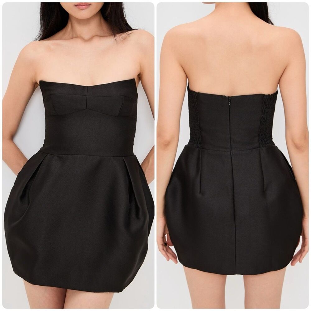 NWT Amanda Uprichard 'Bowery' Black Strapless Bubble Hem Mini Dress Womens sz M